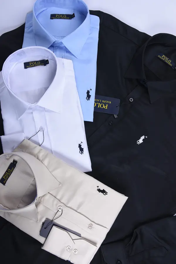 Pack de 4 Chemises Ralph En pur Coton Ref-Pck122330 ( Noir + Blanche + Beige + Bleu ciel )